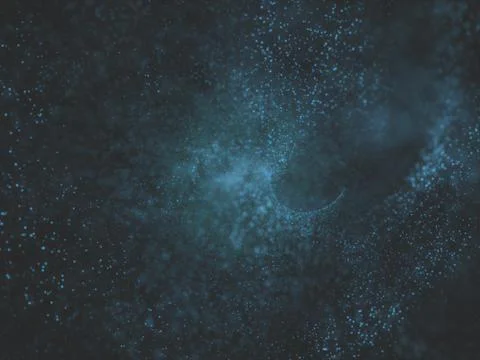 Growing bright particles on dark background Stock Illustration