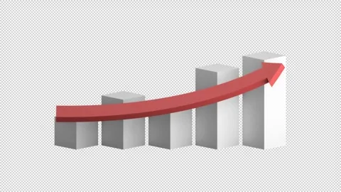 Growing business graph with an arrow 3d, alpha background Stock Footage 283547949