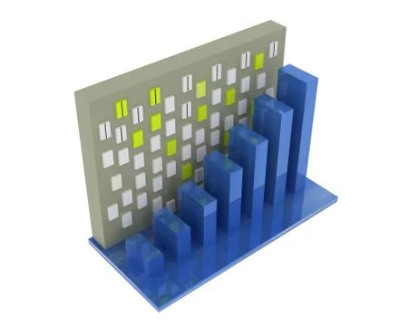 Growing business graph chart blue color on residential building background. Mort Ilustración de archivo