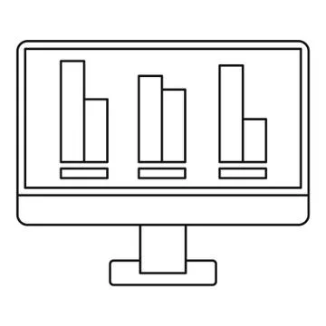 Growing business graph at computer screen icon Illustrazione stock