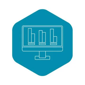 Growing business graph at computer screen icon Stock Illustration