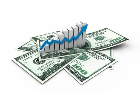 Growing Business graph with dollar. Illustrazione stock