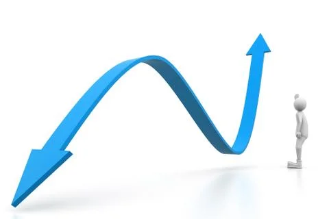 Growing business graph with a man Stock Illustration