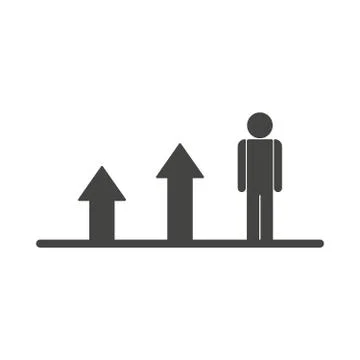 Growing business man graph. Vector flat icon. Stock Illustration