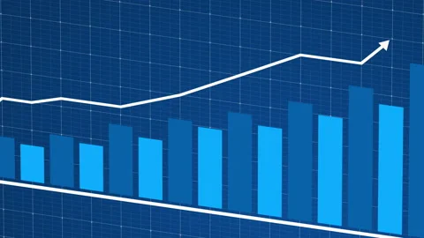 Growing chart with arrow animation Video stock 145384602
