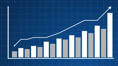 Growing chart with arrow animation Stock Footage 145675741