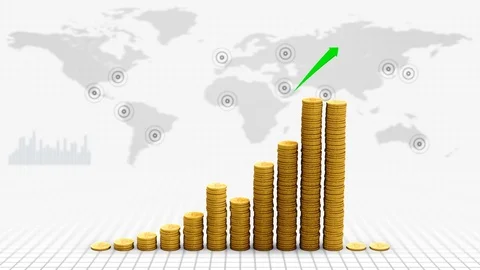 Growing chart of the bitcoin coins with alpha Stock Footage 76471496