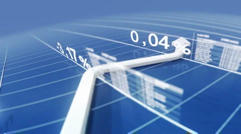 Growing chart on blue background LOOP Видео 6334271