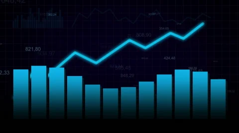 Growing chart on dark blue background Stock Footage 56246408