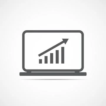 Growing chart on laptop screen. Vector illustration Stock Illustration