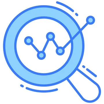 Growing chart with magnifier, concept of data data analytics Stock Illustration