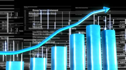 Growing chart with moving financial  graphics background  Stock Footage 982999