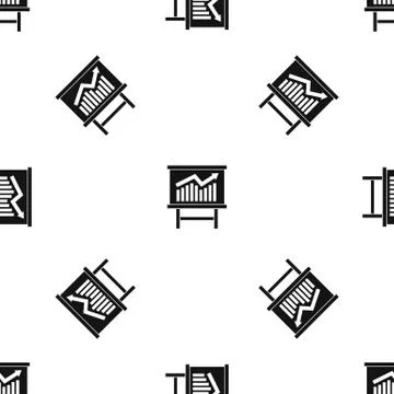 Growing chart presentation pattern seamless black Illustrazione stock
