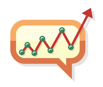 Growing chart process arrow in chat speech bubble Stock Illustration