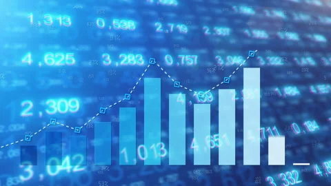 Growing chart of the year against of background with financial figures Видео 253820865