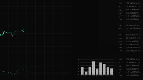 Growing charts and graphs on a black background. Video stock 147875471