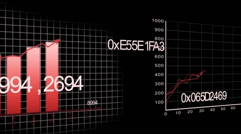Growing charts animation on black Background - design in red Video stock 41416845