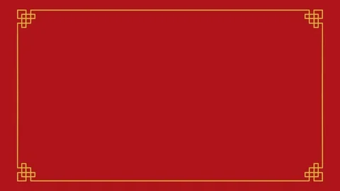 Growing Chinese styled line frame animation - Red color background Stock Footage 101103738