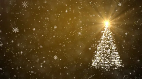 Growing Christmas tree with falling snowflakes and stars Stock Footage 32667838