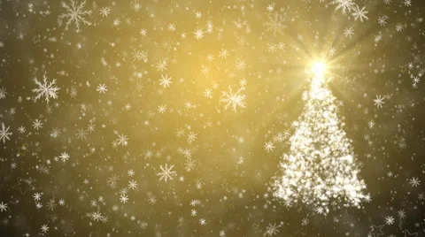 Growing Christmas tree with falling snowflakes and stars Video stock 33418454