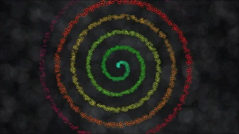 Growing Circle Shapes in a Spiral Motion - Loop Rainbow Stock Footage 84064880