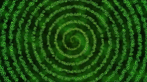 Growing Circle Shapes in a Spiral Motion - Loop Green Stock Footage 84065261
