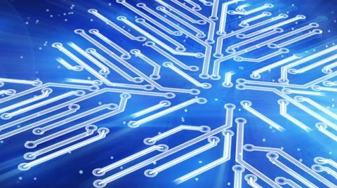 Growing circuit board blue 3d Stock Footage 10919408