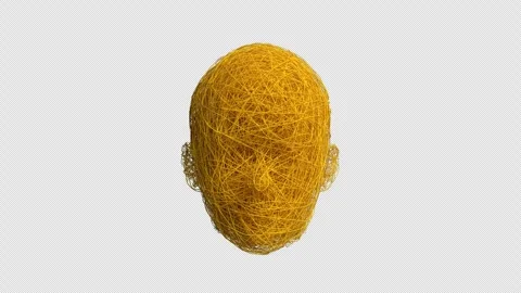 Growing Clew or Roll of threads in the shape of a Human head. Embedded alph.. Stock Footage 302217701