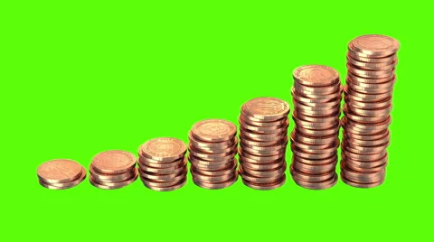 Growing Coins on a Green Background Stock Footage 56526765