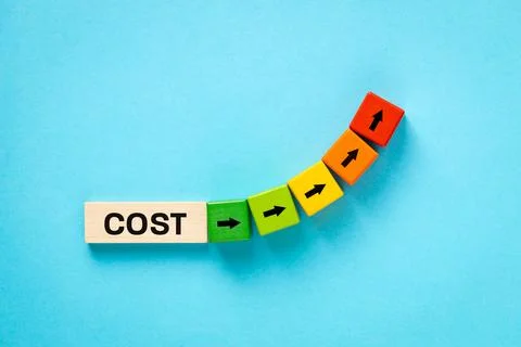 Growing costs, scale effect from low to critical. Market analysis.  Stock Photos