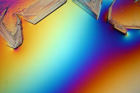 Growing crystal microscope nomarski interference contrast polarizer. Timelapse. Video stock 109197441