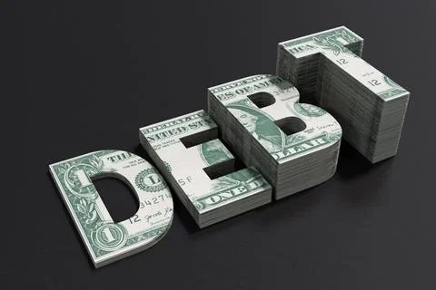 Growing Debt Money Stack Stock Illustration