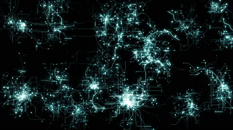 Growing of digital circuit network of glowing channels. Internet, wifi Stock Footage 51822573