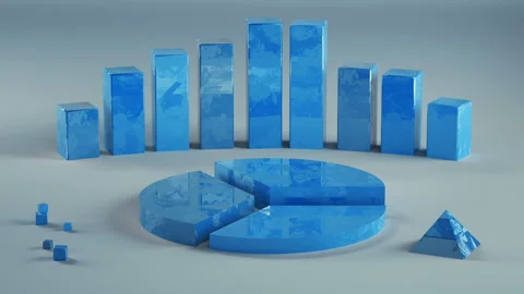 Growing economic blue chart graphs 3D render animation 4k UHD 3840x2160 Video stock 105131287