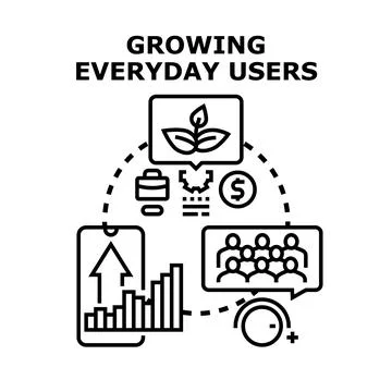 Growing everyday users management and business development concept Stock Illustration