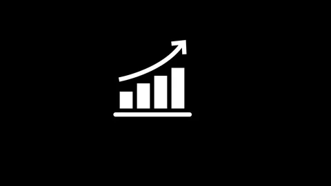 Growing financial chart animated with rising arrow on black background for .. Video stock 342698844