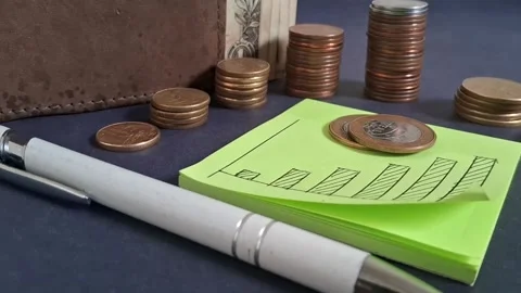 Growing financial graph drawn on sticky notes Stock Footage 345362201