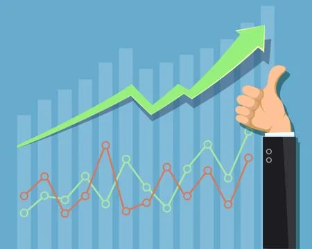Growing financial graph or chart of business development Stock Illustration