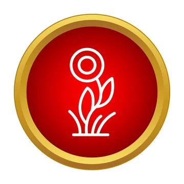 Growing flower icon in red circle frame Stock Illustration