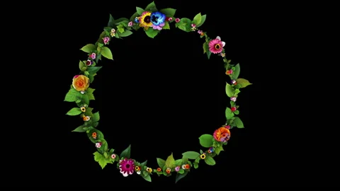 Growing Flower Ring with transparent alpha background Stock Footage 201235320