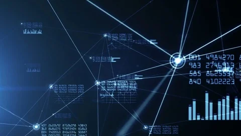 Growing global network and data connections. Blue color. Seamless loop. 4K Видео 72539034