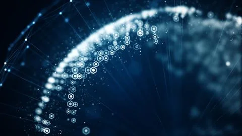 Growing global network and data connections concept. Abstract scientific tech Stock Illustration