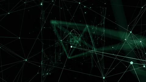 Growing Global Network Grid with Glowing Lights Moving Through. Looped 3d Stock Footage 95590828