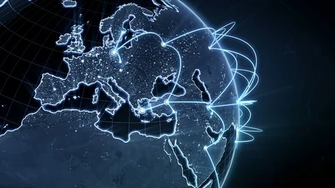 Growing global network. Internet and business concept. 4K Видео 87758072