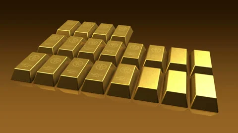 Growing Gold Bricks Pyramid Stock Footage 24720704