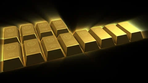 Growing Gold Bricks Pyramid Stock Footage 24875019