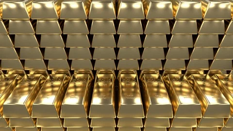 Growing gold bricks stack, seamless looping 3d animation Stock-Footage 95551978