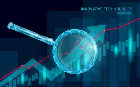 Growing graph analysis information. Search information data news. Global finance Stock Illustration