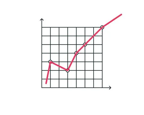 Growing graph, bar chart, Flat icon isolated on the white background, flat de Stock Illustration
