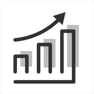 Growing graph, bar chart, Flat icon isolated on the white background, flat de 스톡 일러스트